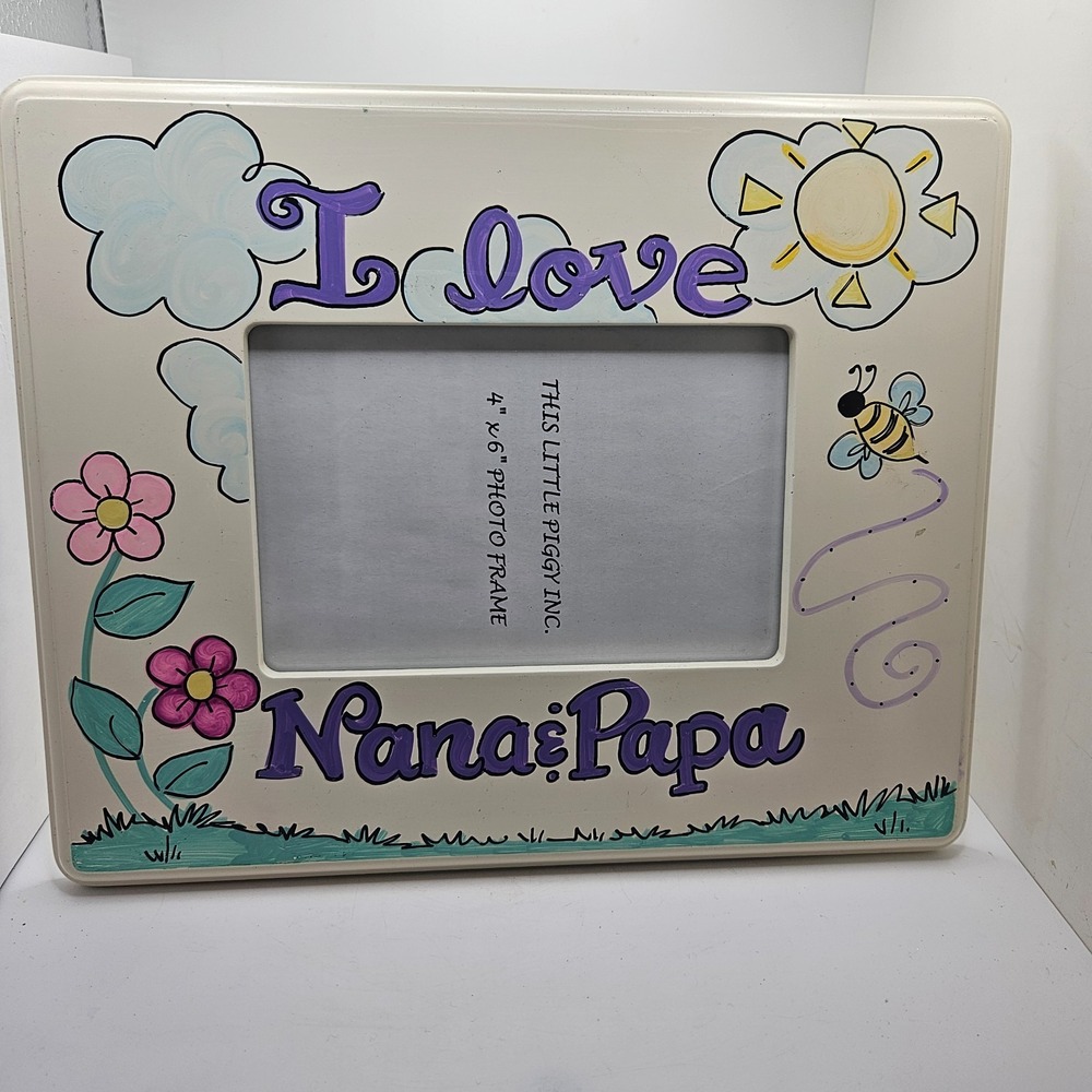 Hand Painted Nana & Papa Love Photo Frame 4x6 This Little Piggy Floral Bee